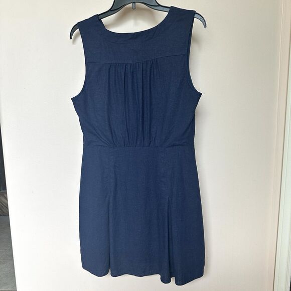ModCloth Dress 10 Sleeveless Mini Blue Linen Blend - Picture 3 of 7